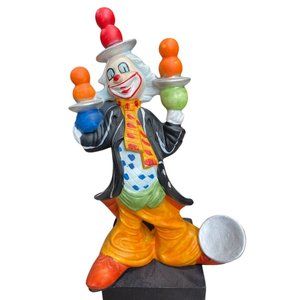 Vintage 9" House Of Zog Ceramic Clown Figurine Circus Multicolor Made in Taiwan